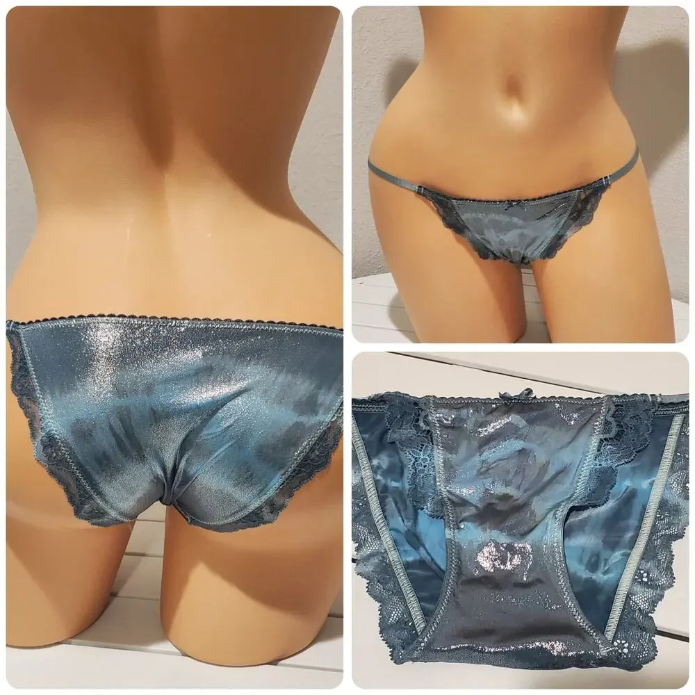 Victoria's Secret Dream Angels String Bikini Panty Rainbow Shift Gray On Blue XS